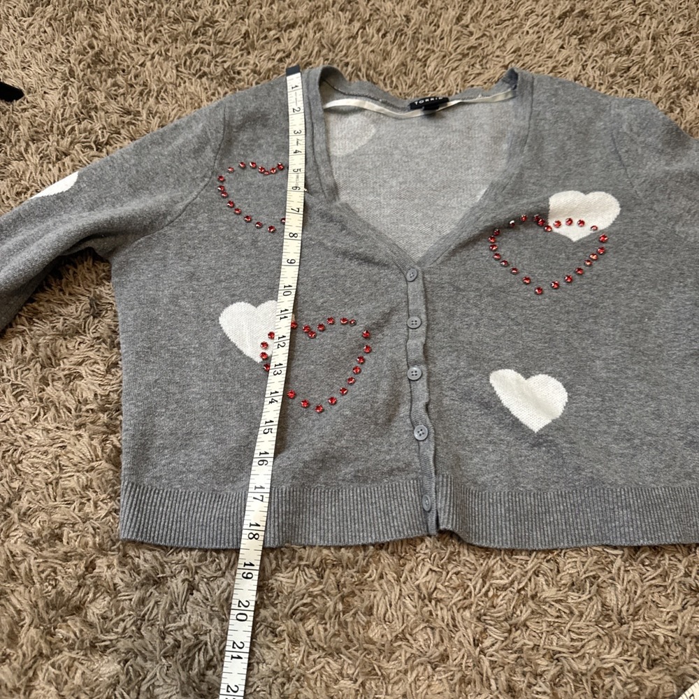 TORRID Heart Sweater Cardigan Rhinestones HEARTFELT CLOUD DANCER LONG SLEEVE XL - Picture 12 of 12
